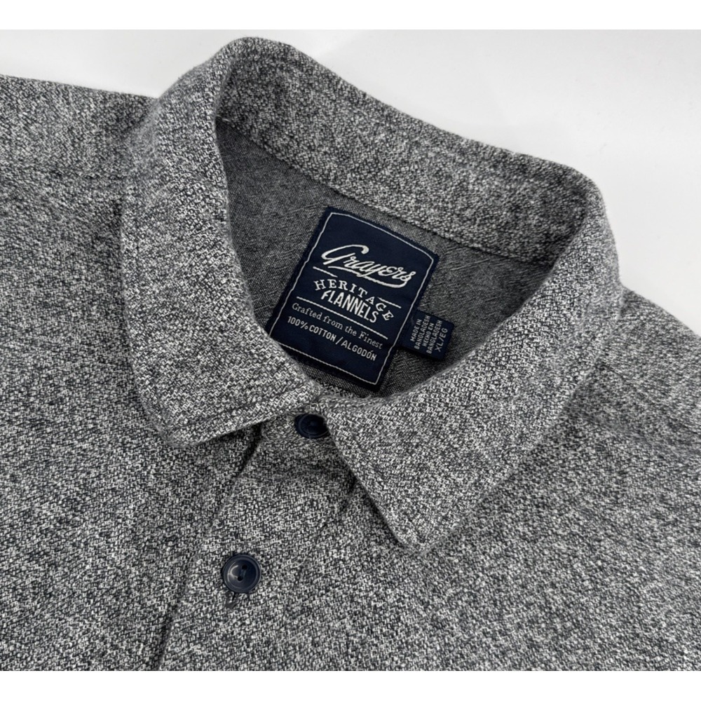 Grayers Heritage‎ Flannel Shirt Mens XL Gray Knit Cotton Button Up